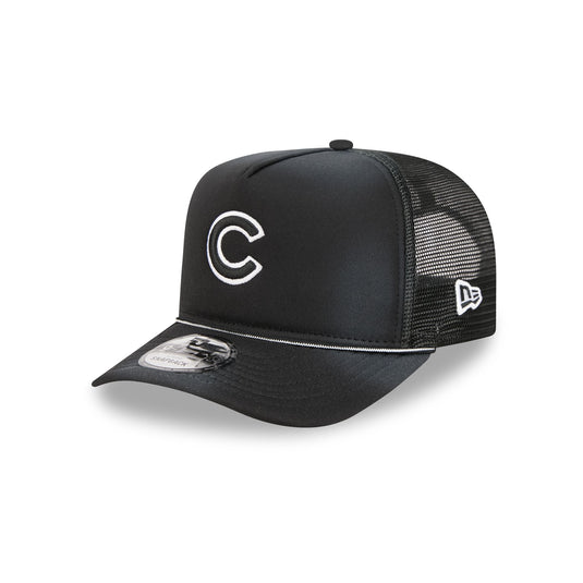 Chicago Cubs Washed Black 9FIFTY A-Frame Trucker Hat - New Era Cap