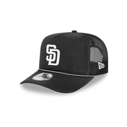 San Diego Padres Washed Black 9FIFTY A-Frame Trucker Hat - New Era Cap