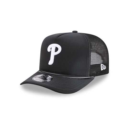 Philadelphia Phillies Washed Black 9FIFTY A-Frame Trucker Hat - New Era Cap