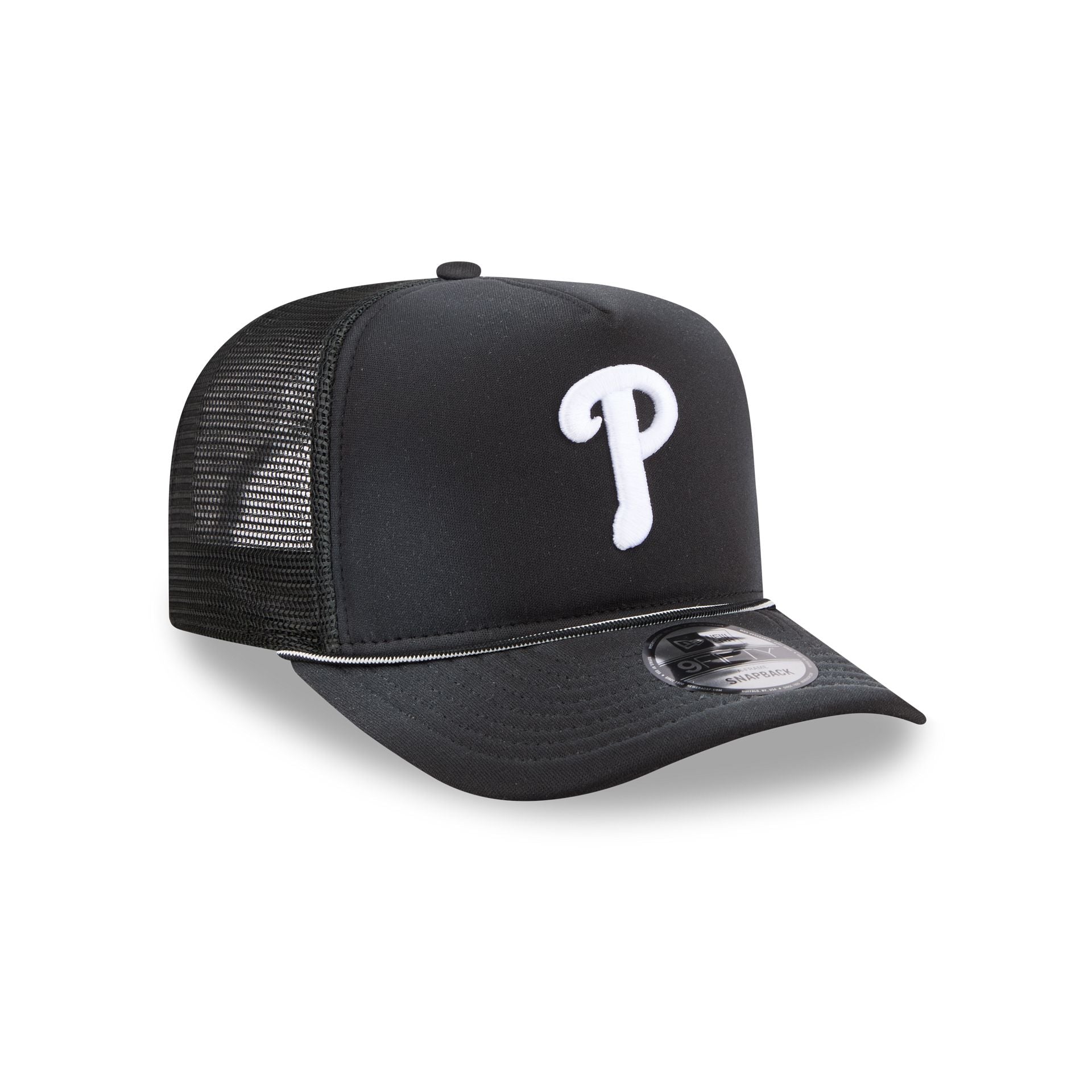 Philadelphia Phillies Washed Black 9FIFTY A-Frame Trucker Hat