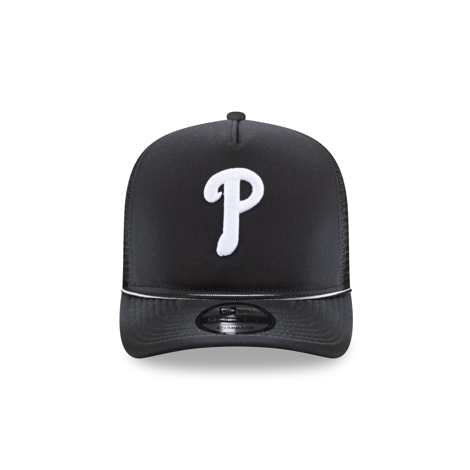 Philadelphia Phillies Washed Black 9FIFTY A-Frame Trucker Hat