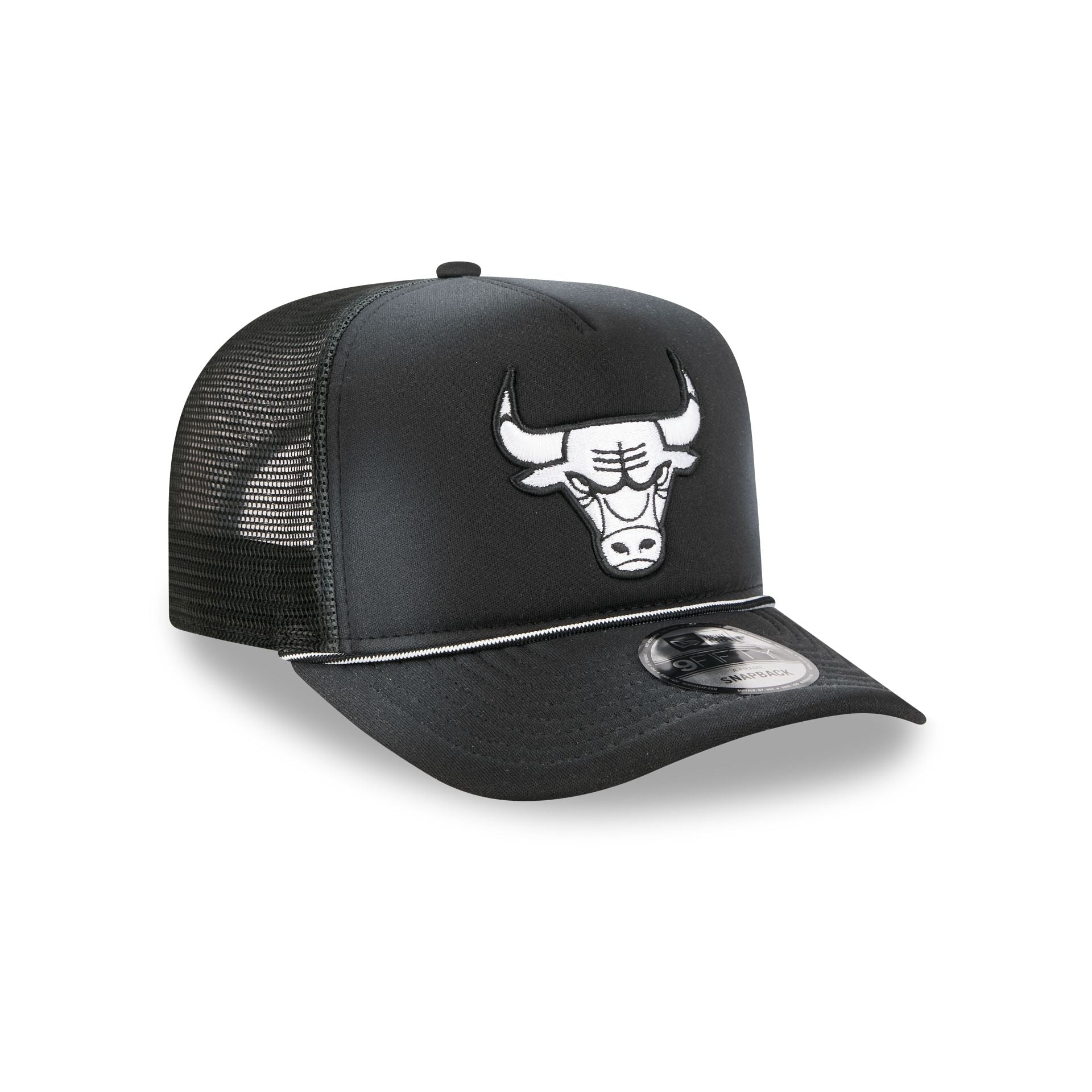 Chicago Bulls Washed Black 9FIFTY A-Frame Trucker Hat