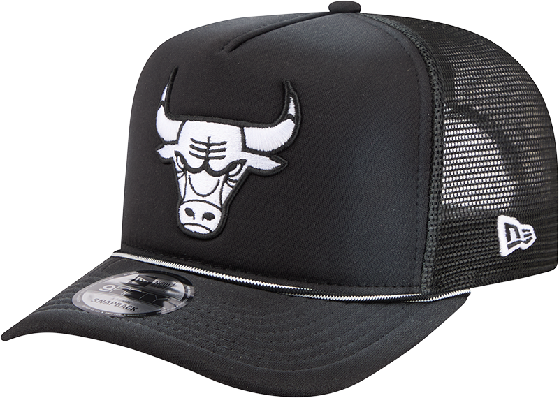 Chicago Bulls Washed Black 9FIFTY A-Frame Trucker Hat
