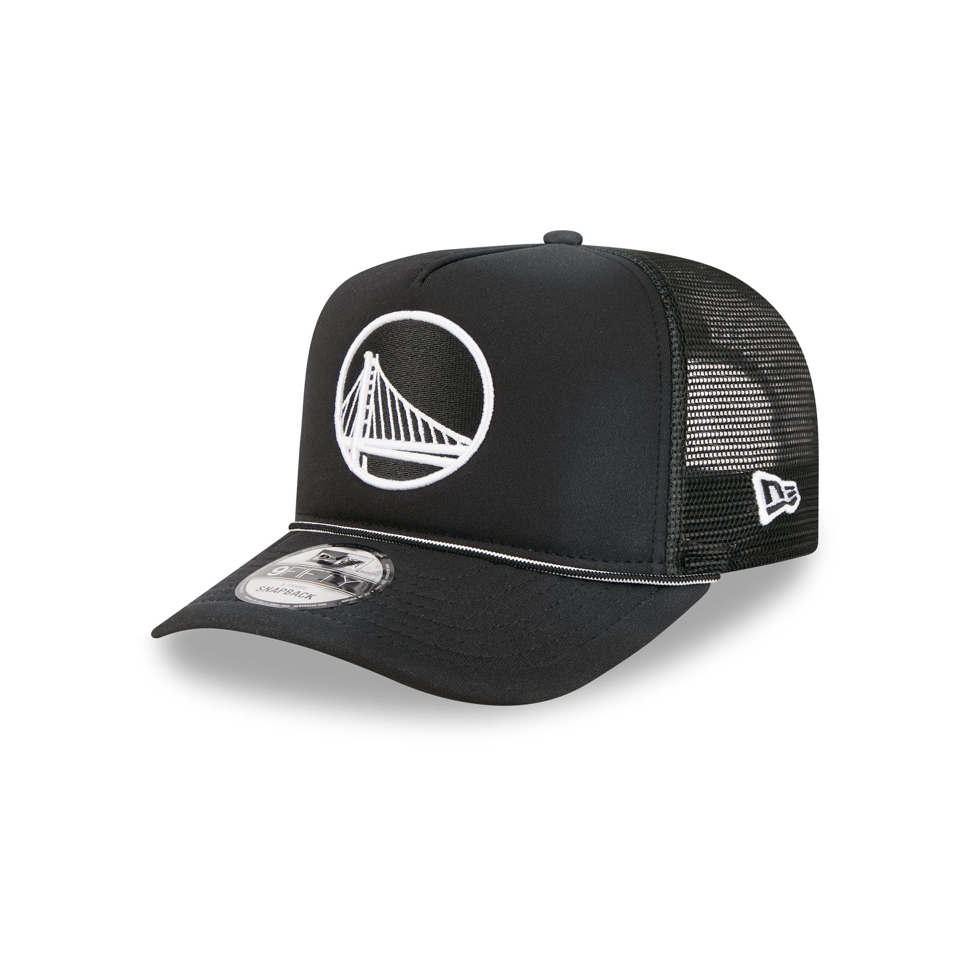 Golden State Warriors Washed Black 9FIFTY A-Frame Trucker Hat