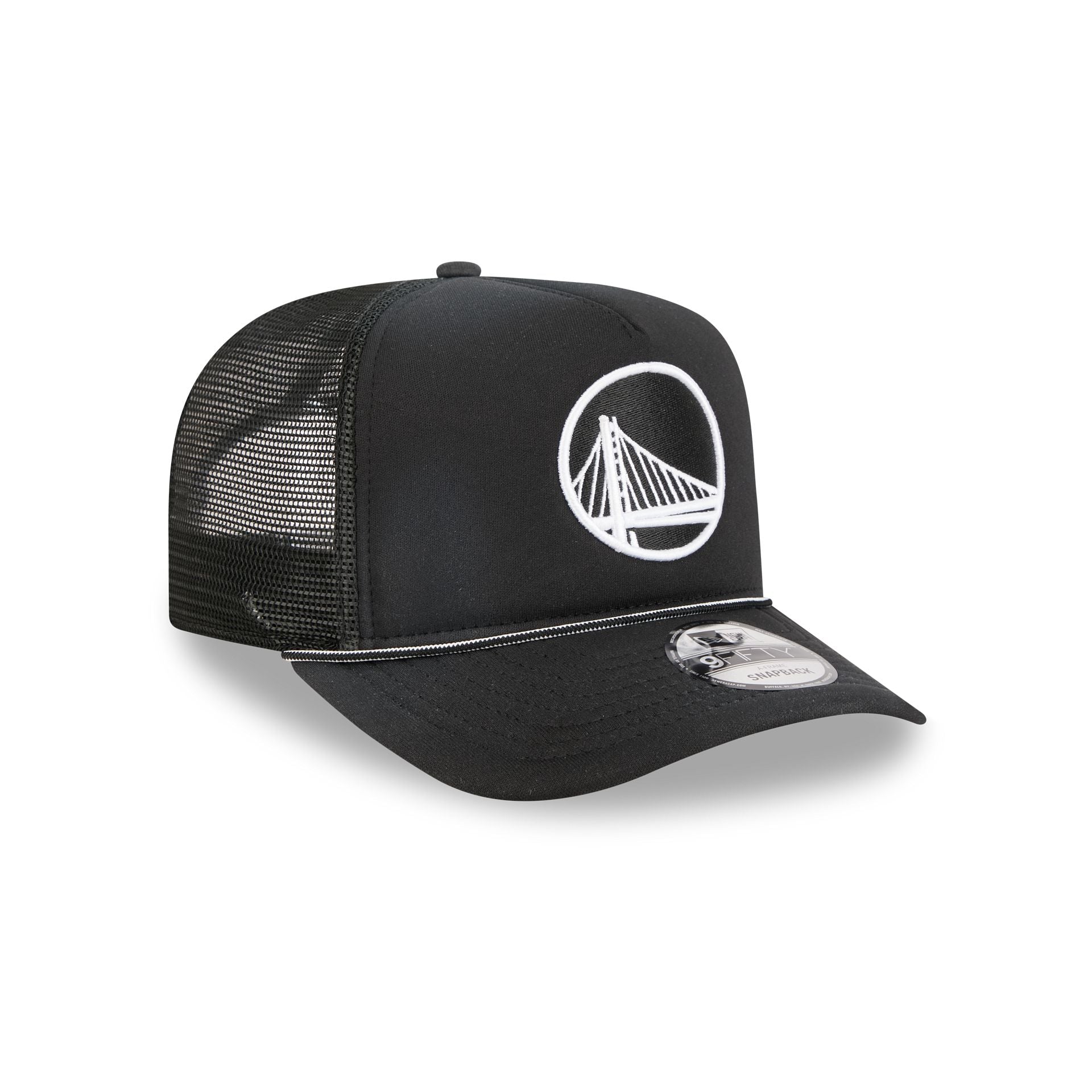 Golden State Warriors Washed Black 9FIFTY A-Frame Trucker Hat