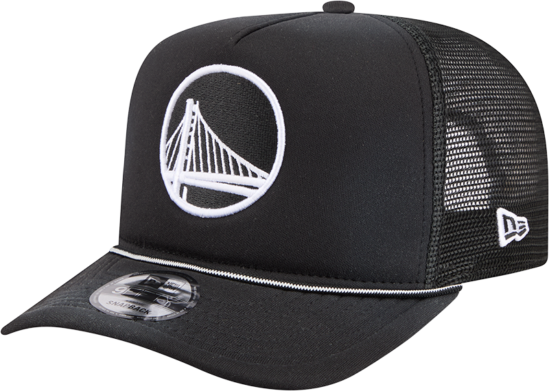 Golden State Warriors Washed Black 9FIFTY A-Frame Trucker Hat