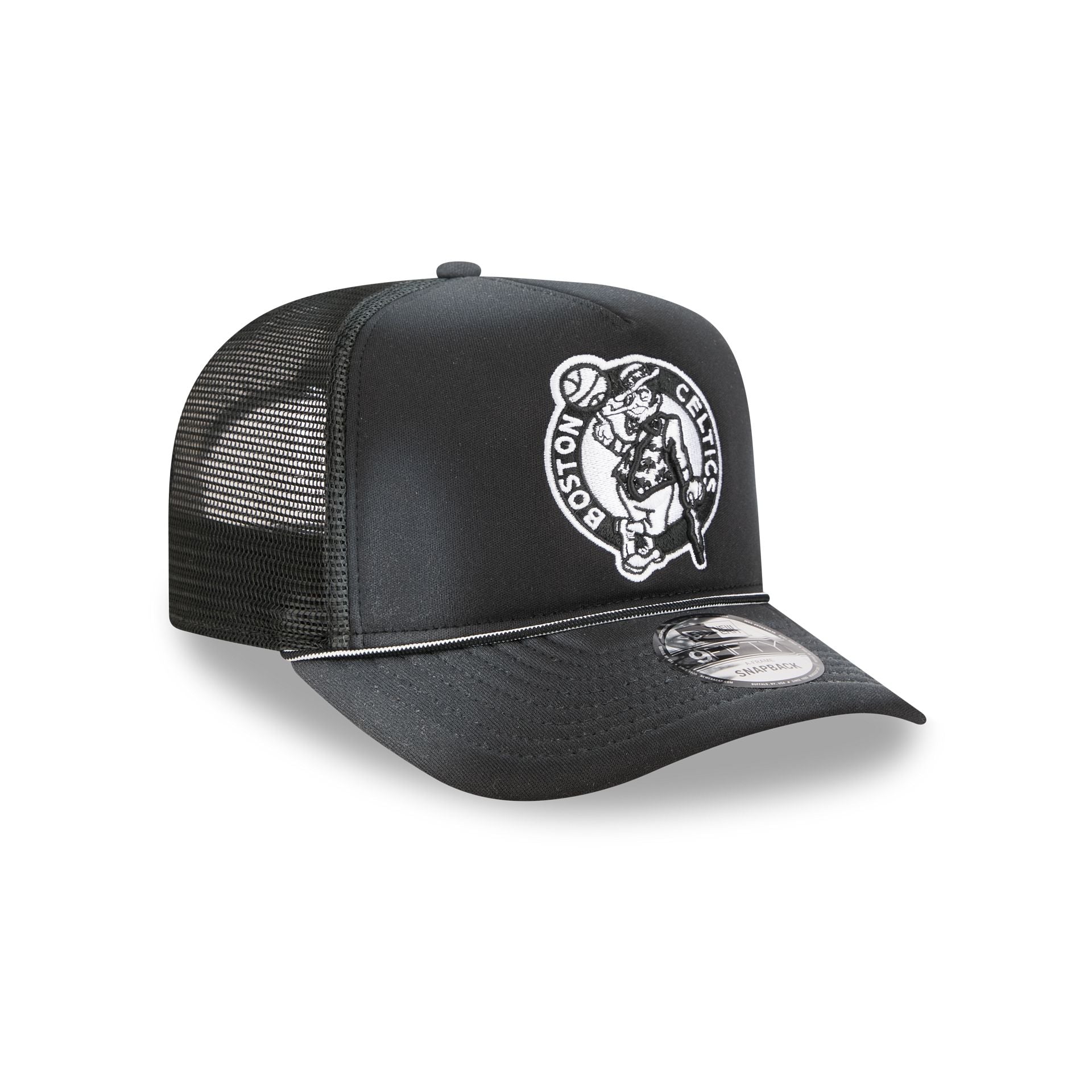 Boston Celtics Washed Black 9FIFTY A-Frame Trucker Hat