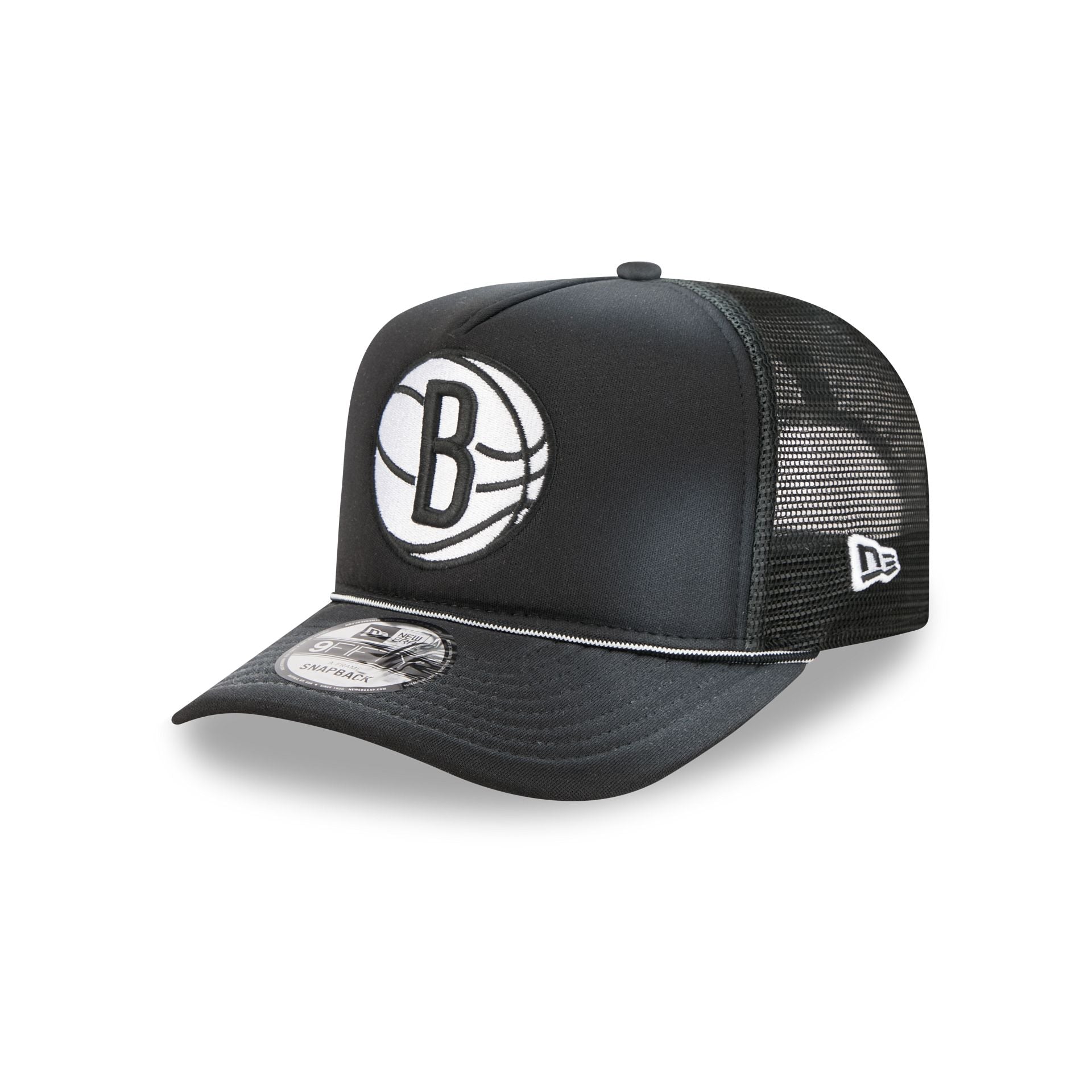 Brooklyn Nets Washed Black 9FIFTY A-Frame Trucker Hat