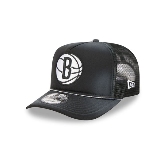 Brooklyn Nets Washed Black 9FIFTY A-Frame Trucker Hat - New Era Cap