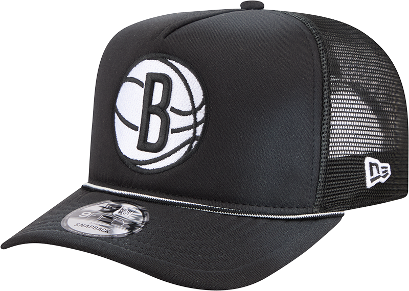 Brooklyn Nets Washed Black 9FIFTY A-Frame Trucker Hat