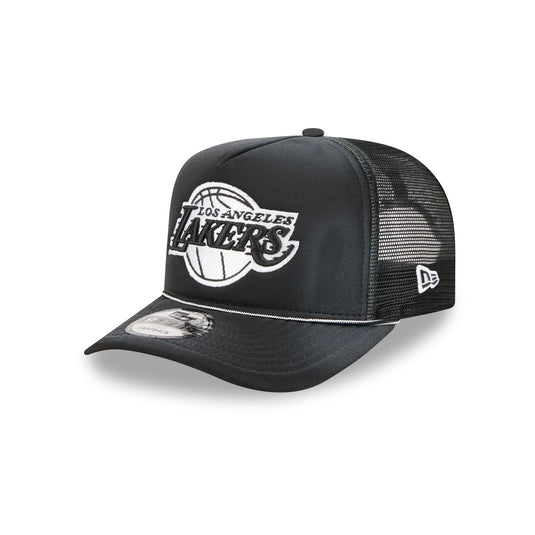 Los Angeles Lakers Washed Black 9FIFTY A-Frame Trucker Hat - New Era Cap