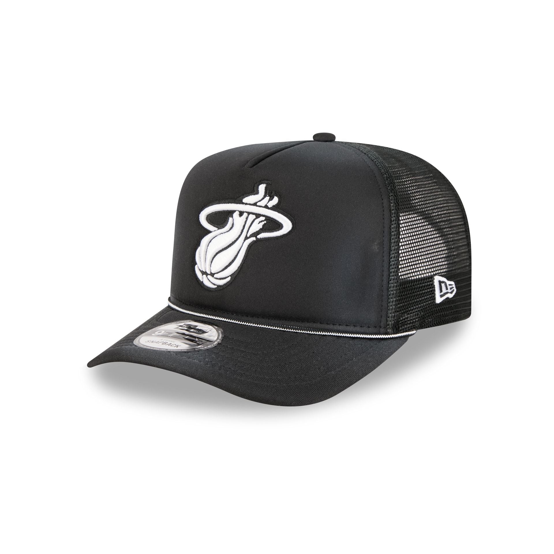 Miami Heat Washed Black 9FIFTY A-Frame Trucker Hat