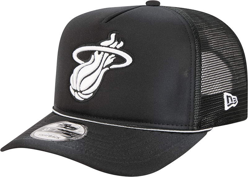 Miami Heat Washed Black 9FIFTY A-Frame Trucker Hat