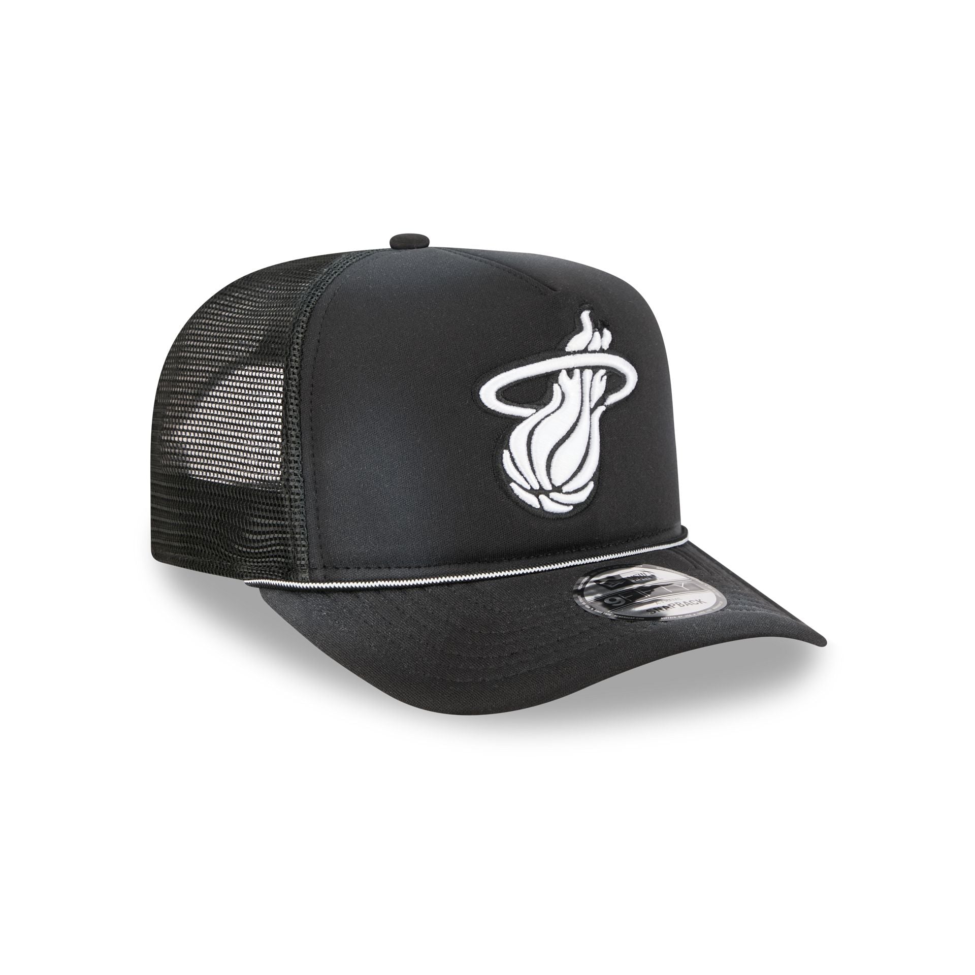 Miami Heat Washed Black 9FIFTY A-Frame Trucker Hat