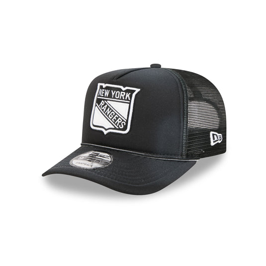 New York Rangers Washed Black 9FIFTY A-Frame Trucker Hat - New Era Cap