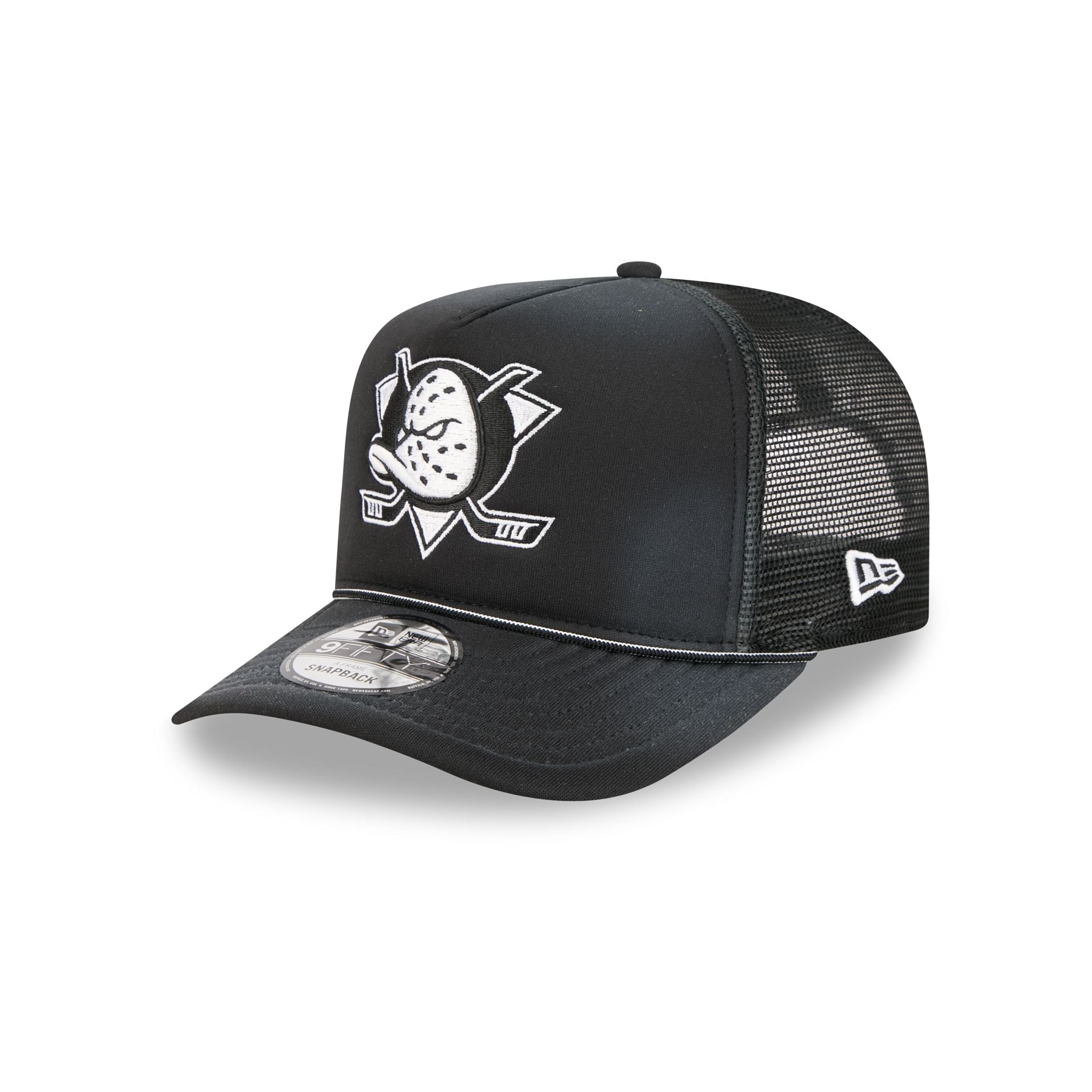 Anaheim Ducks Washed Black 9FIFTY A-Frame Trucker Hat