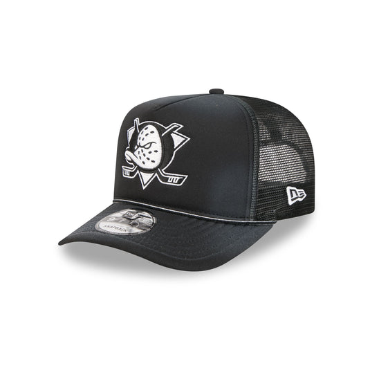 Anaheim Ducks Washed Black 9FIFTY A-Frame Trucker Hat - New Era Cap