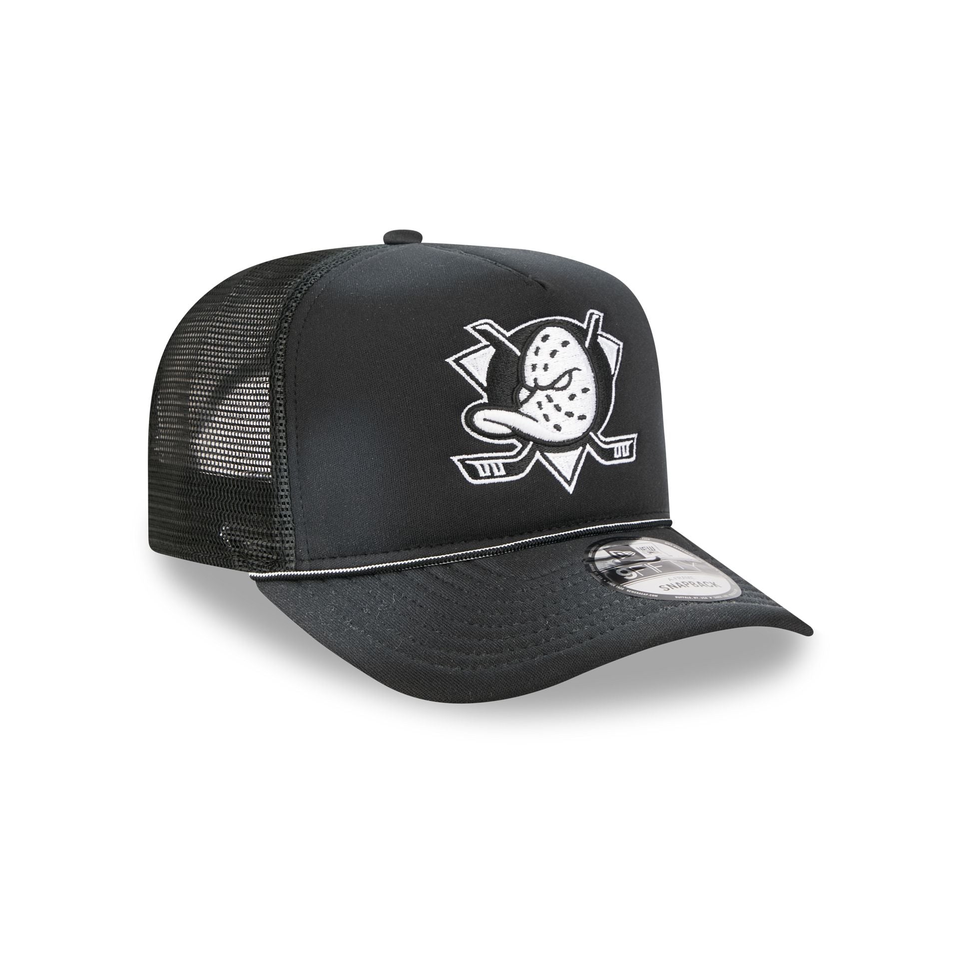 Anaheim Ducks Washed Black 9FIFTY A-Frame Trucker Hat