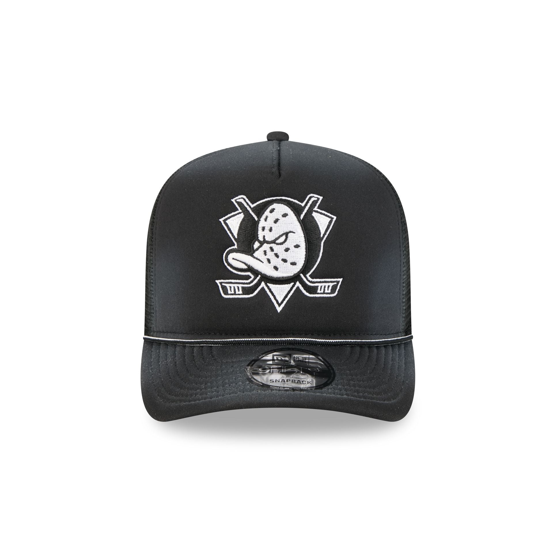 Anaheim Ducks Washed Black 9FIFTY A-Frame Trucker Hat