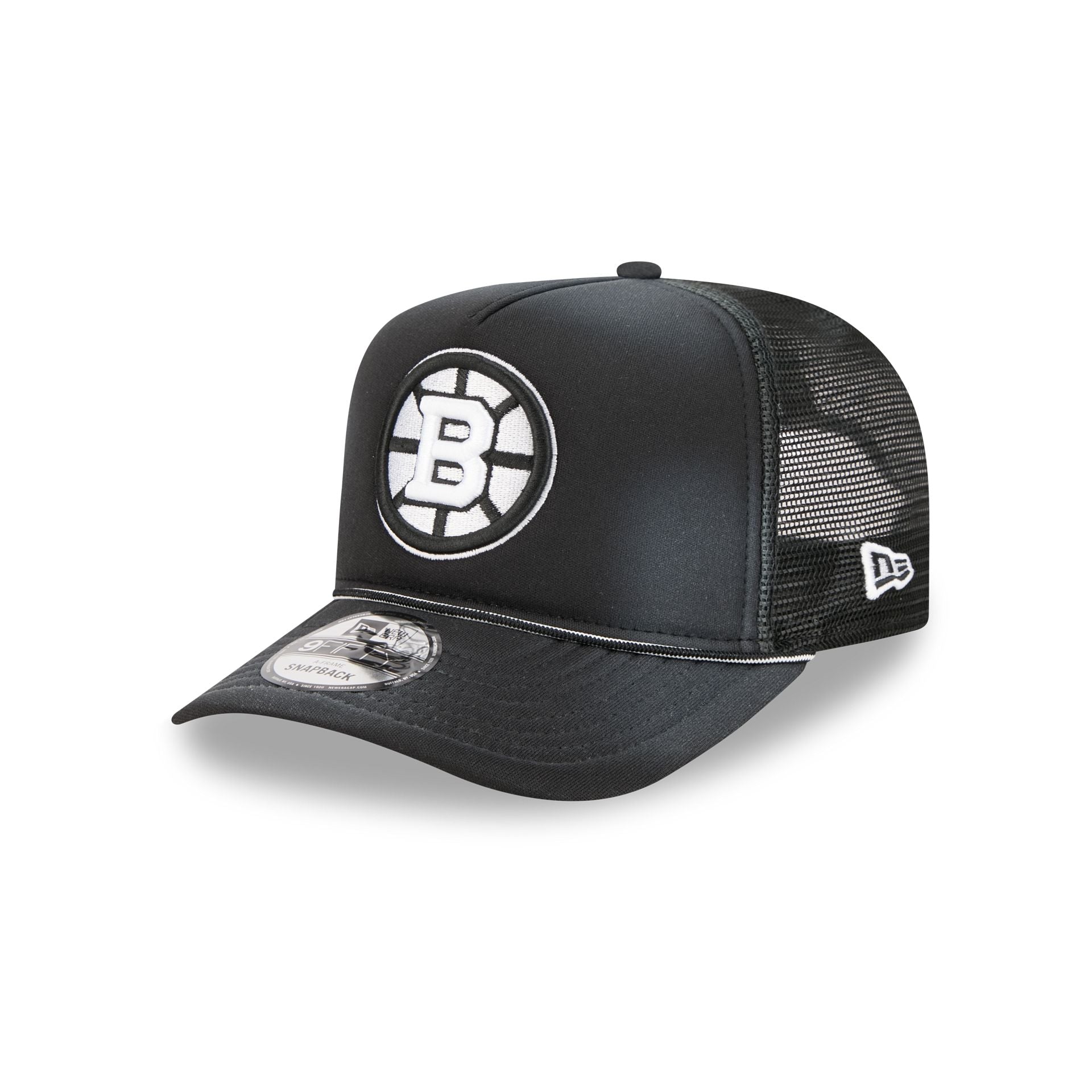 Boston Bruins Washed Black 9FIFTY A-Frame Trucker Hat