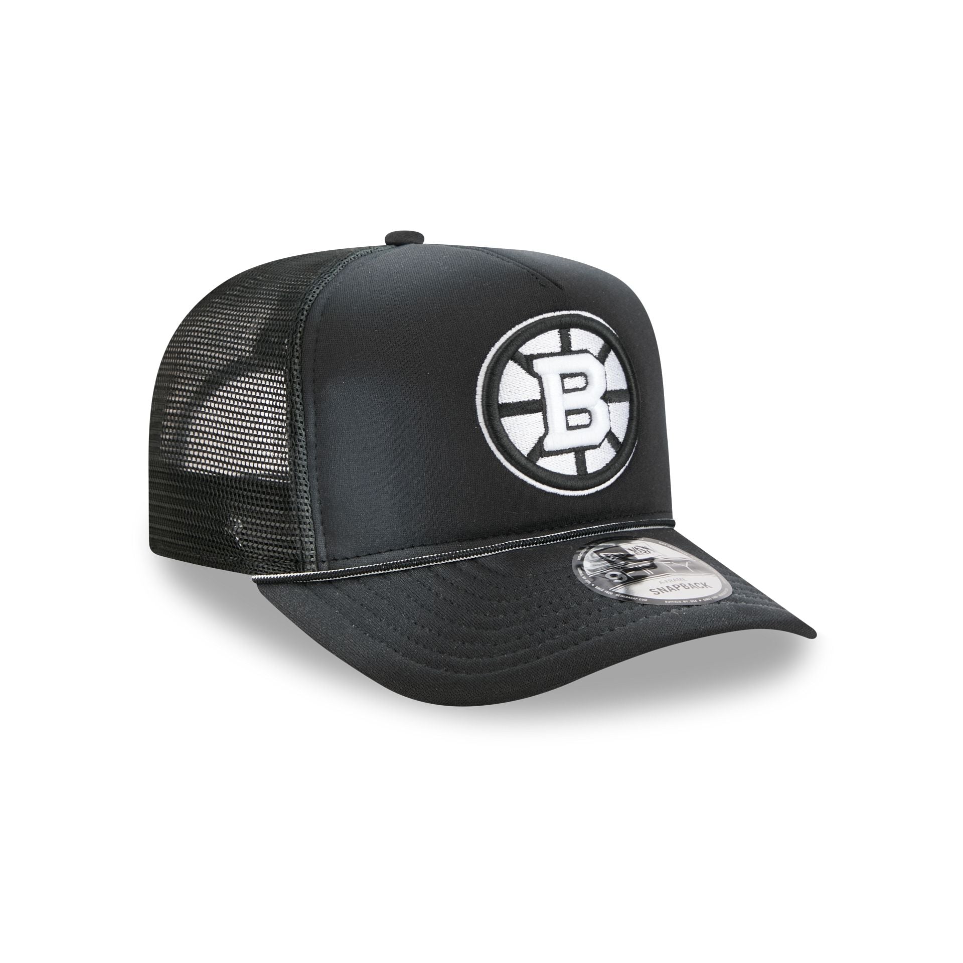 Boston Bruins Washed Black 9FIFTY A-Frame Trucker Hat