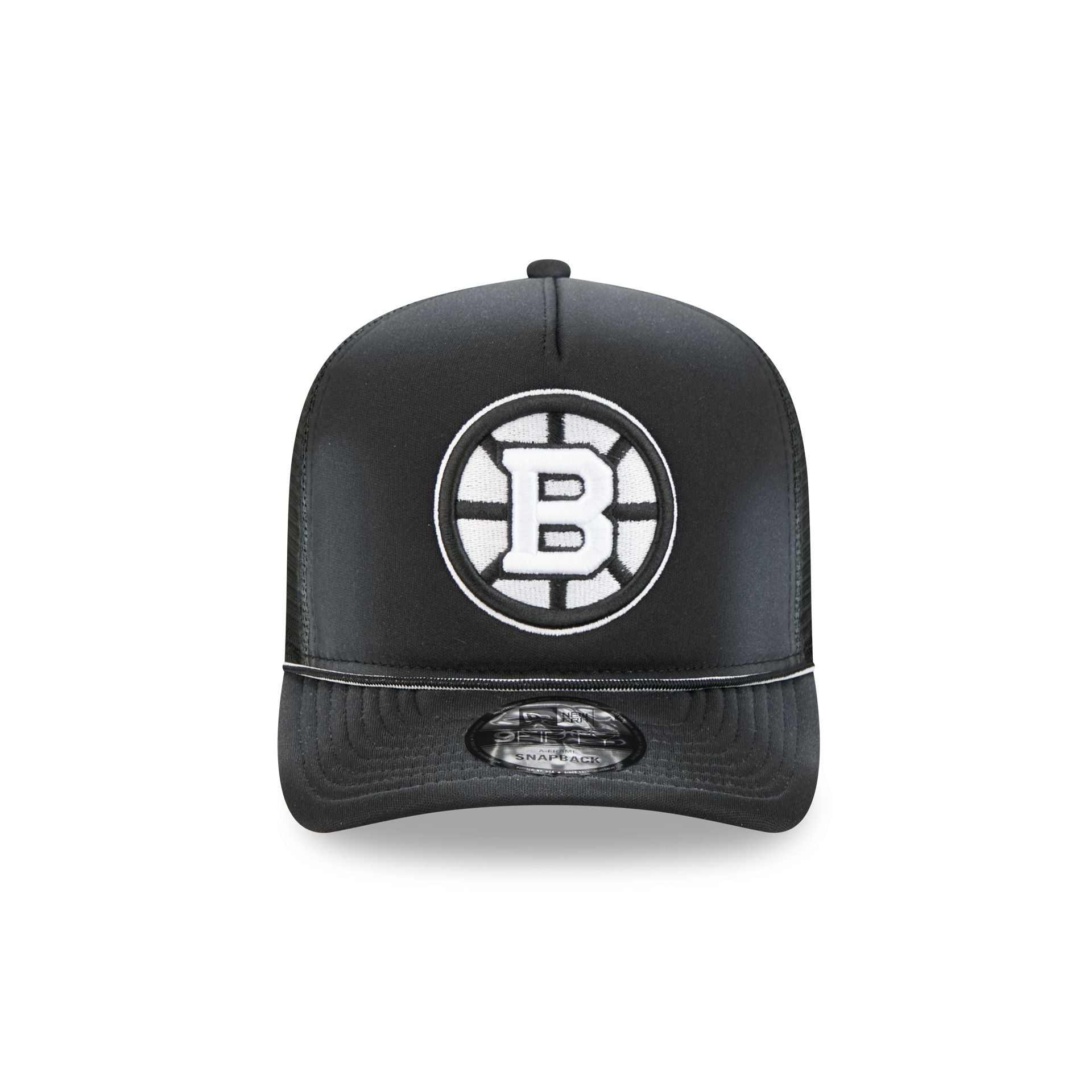 Boston Bruins Washed Black 9FIFTY A-Frame Trucker Hat