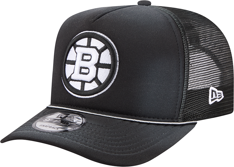 Boston Bruins Washed Black 9FIFTY A-Frame Trucker Hat