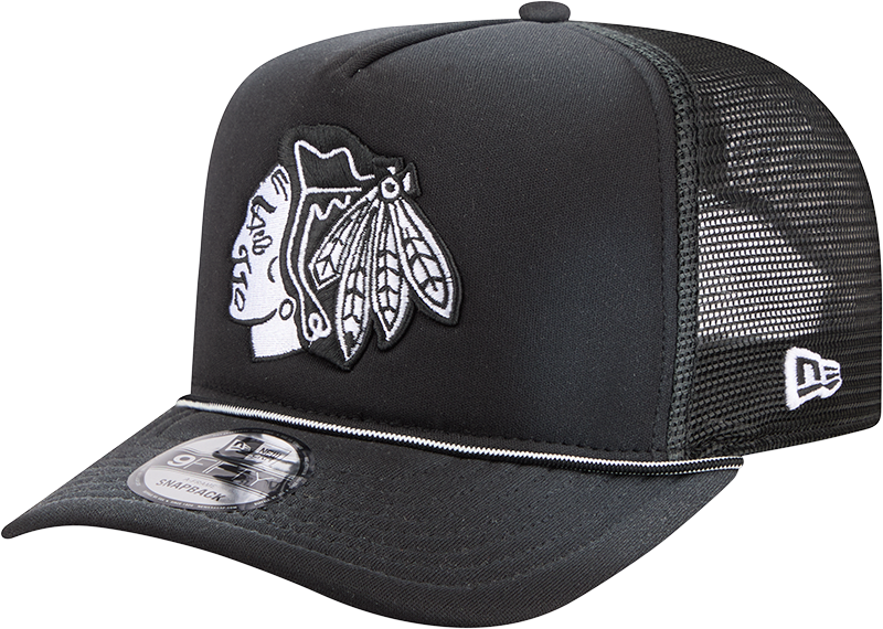 Chicago Blackhawks Washed Black 9FIFTY A-Frame Trucker Hat