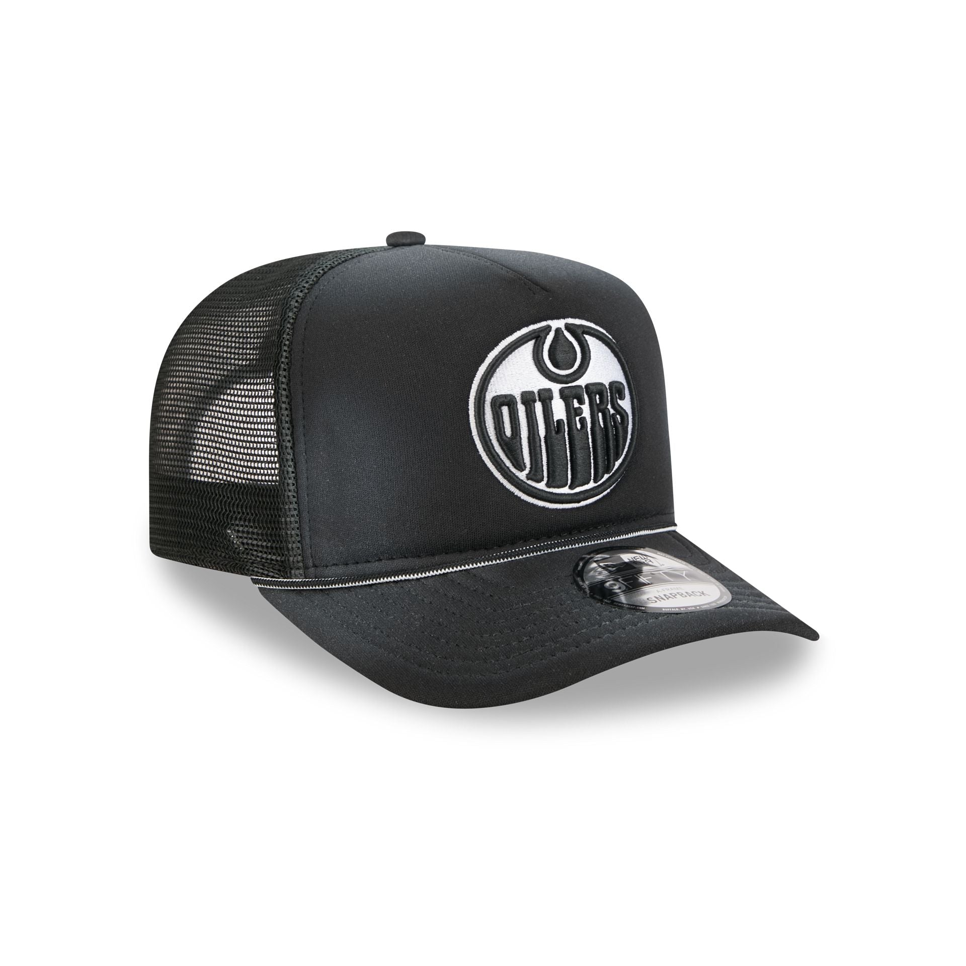 Edmonton Oilers Washed Black 9FIFTY A-Frame Trucker Hat