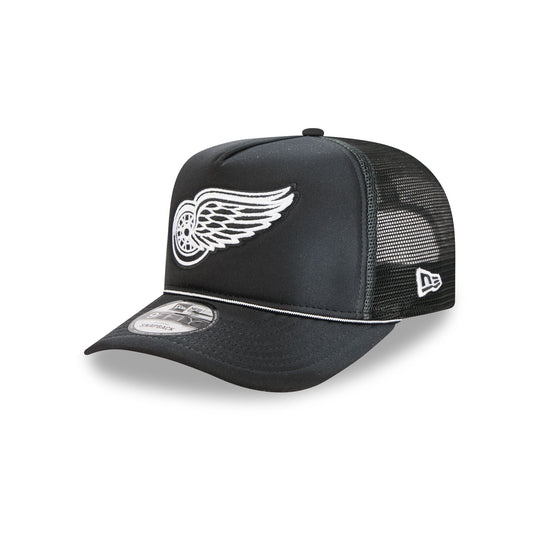 Detroit Red Wings Washed Black 9FIFTY A-Frame Trucker Hat - New Era Cap