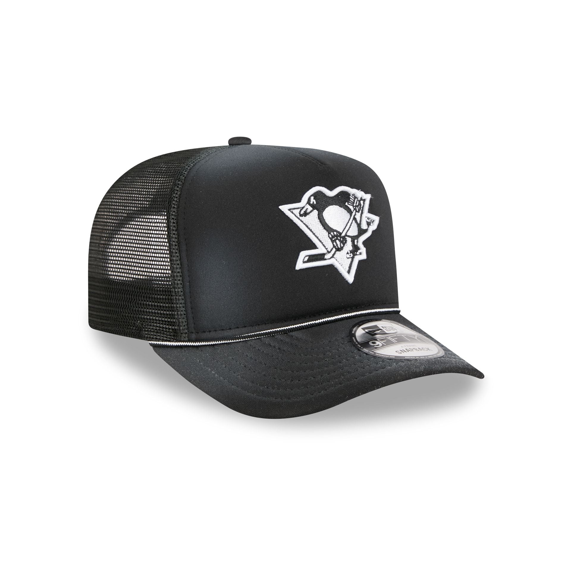 Pittsburgh Penguins Washed Black 9FIFTY A-Frame Trucker Hat