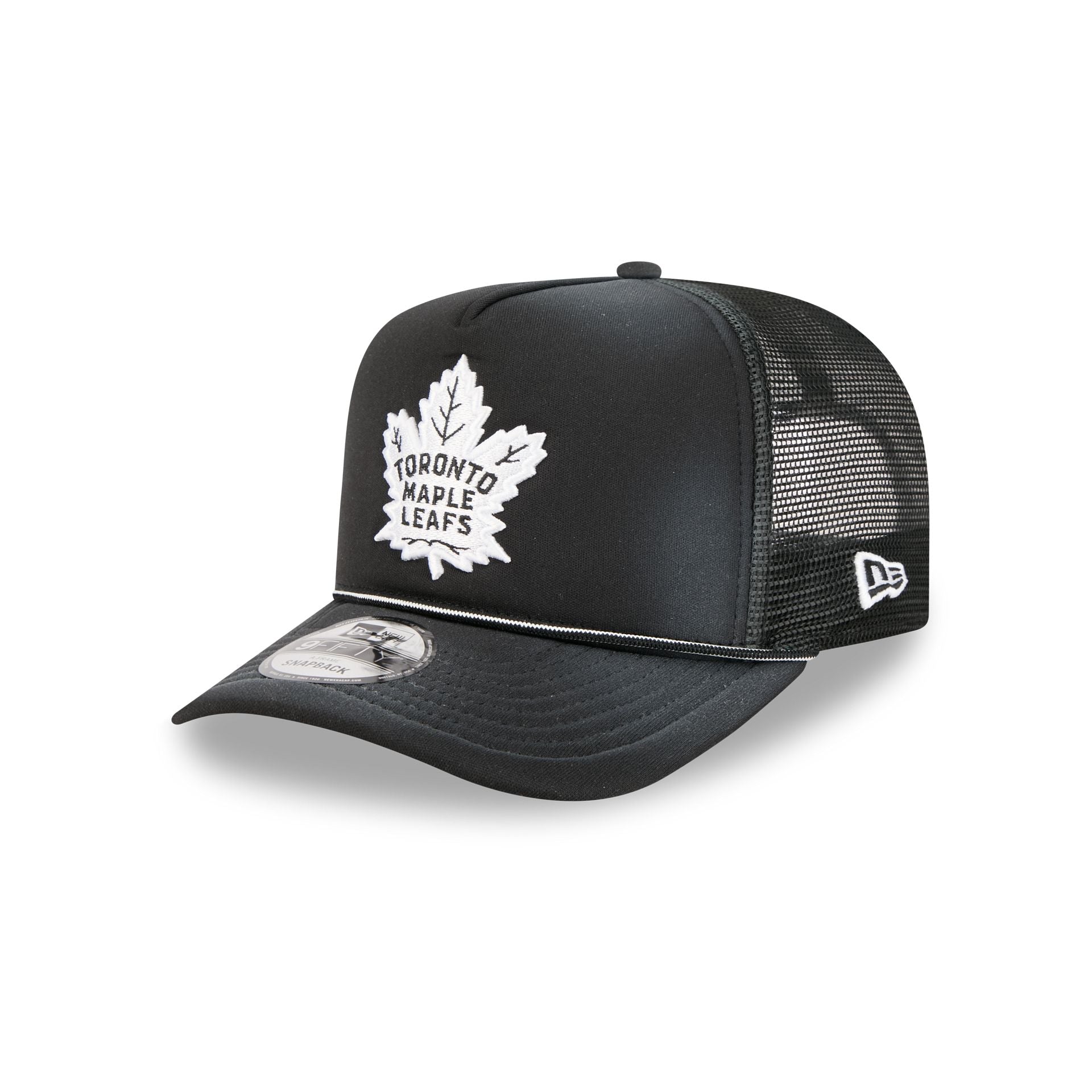 Toronto Maple Leafs Washed Black 9FIFTY A-Frame Trucker Hat