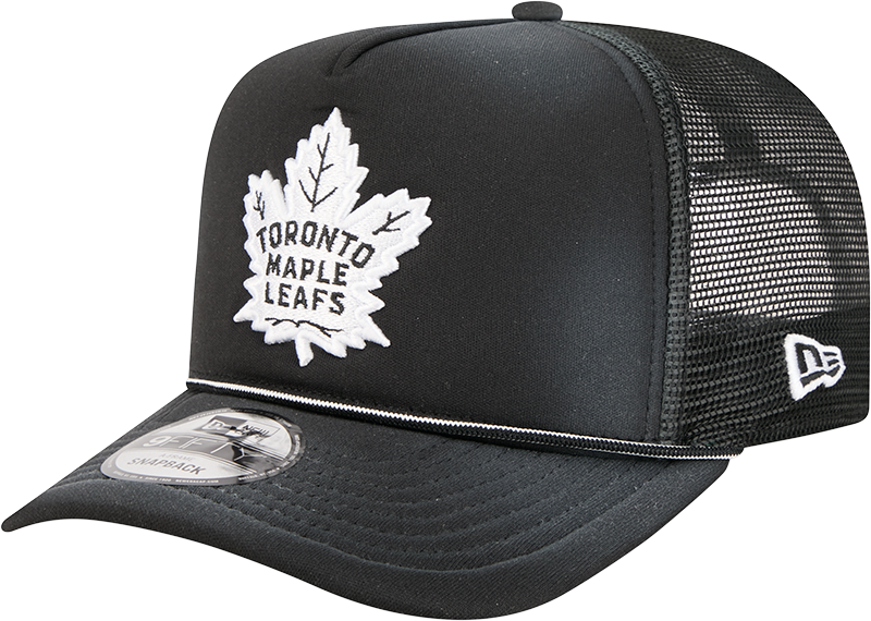 Toronto Maple Leafs Washed Black 9FIFTY A-Frame Trucker Hat