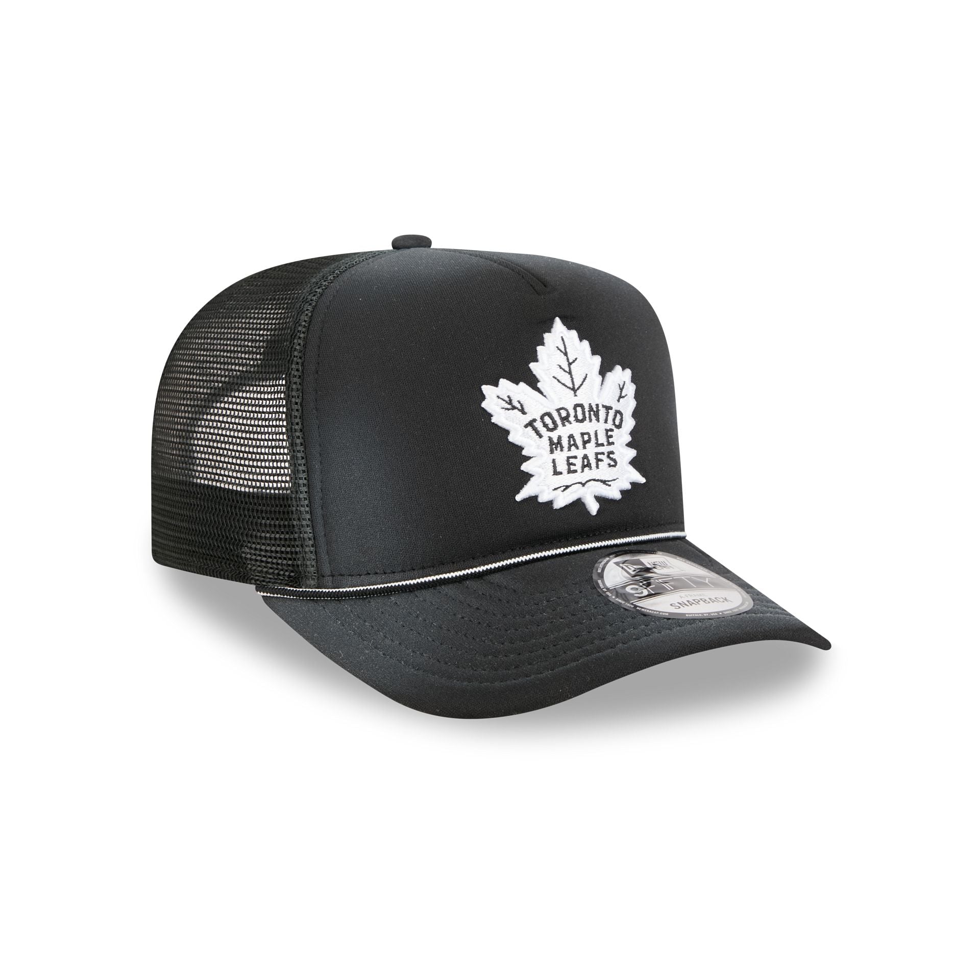 Toronto Maple Leafs Washed Black 9FIFTY A-Frame Trucker Hat