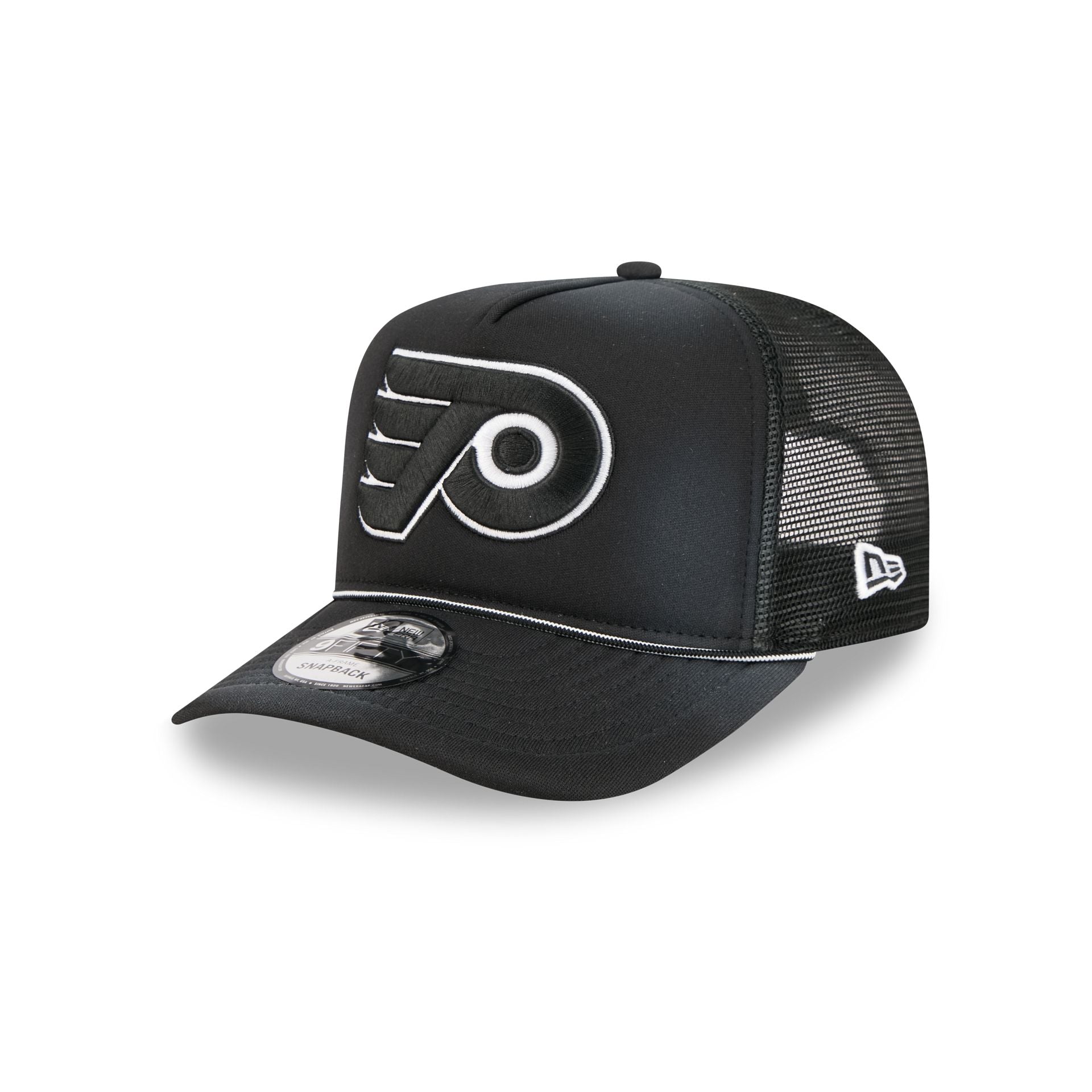 Philadelphia Flyers Washed Black 9FIFTY A-Frame Trucker Hat