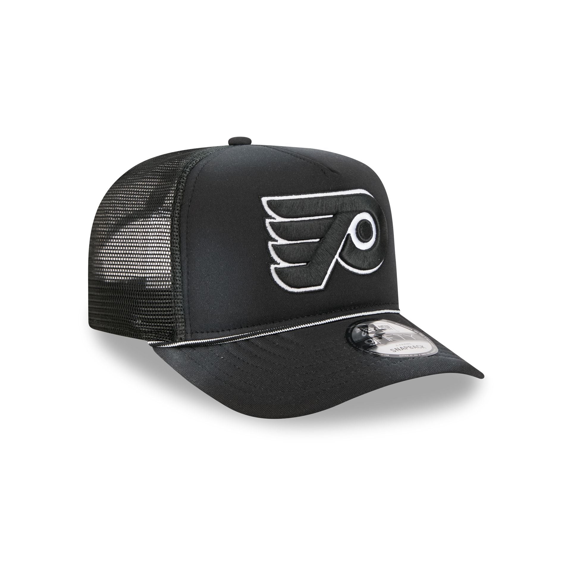 Philadelphia Flyers Washed Black 9FIFTY A-Frame Trucker Hat