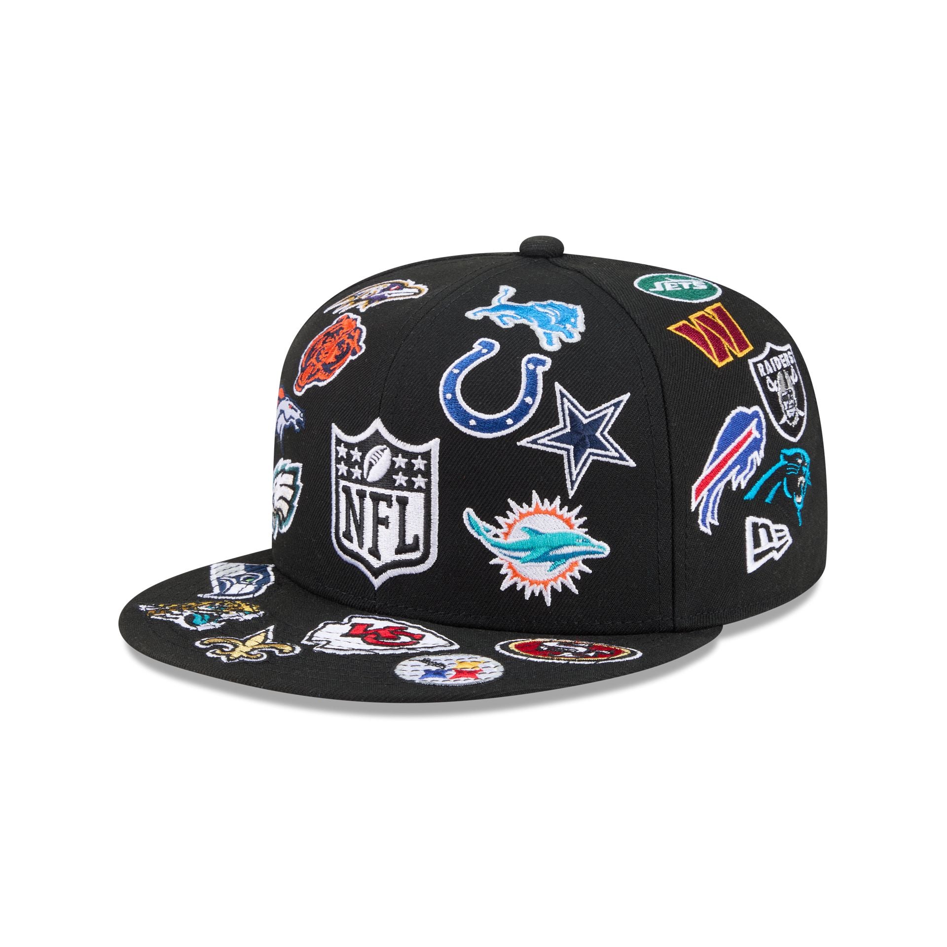 NFL All Over Logo Black 59FIFTY Fitted Hat