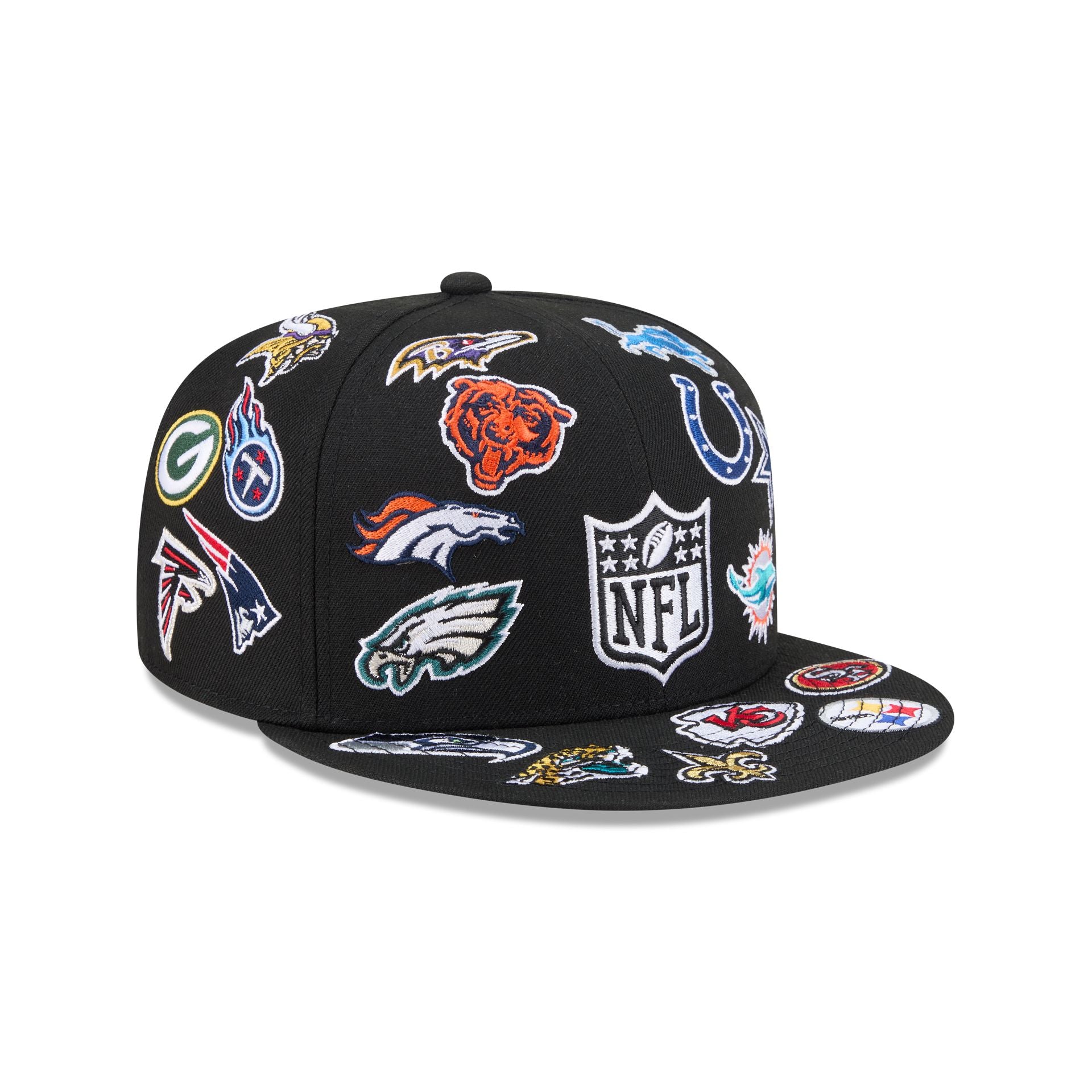 NFL All Over Logo Black 59FIFTY Fitted Hat
