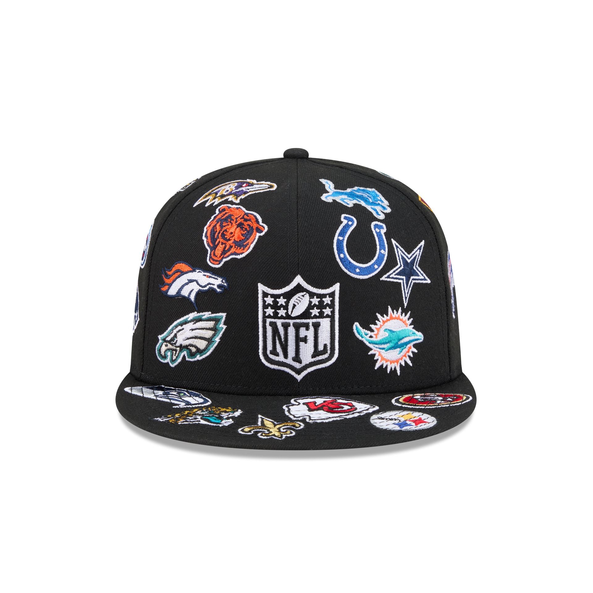 NFL All Over Logo Black 59FIFTY Fitted Hat