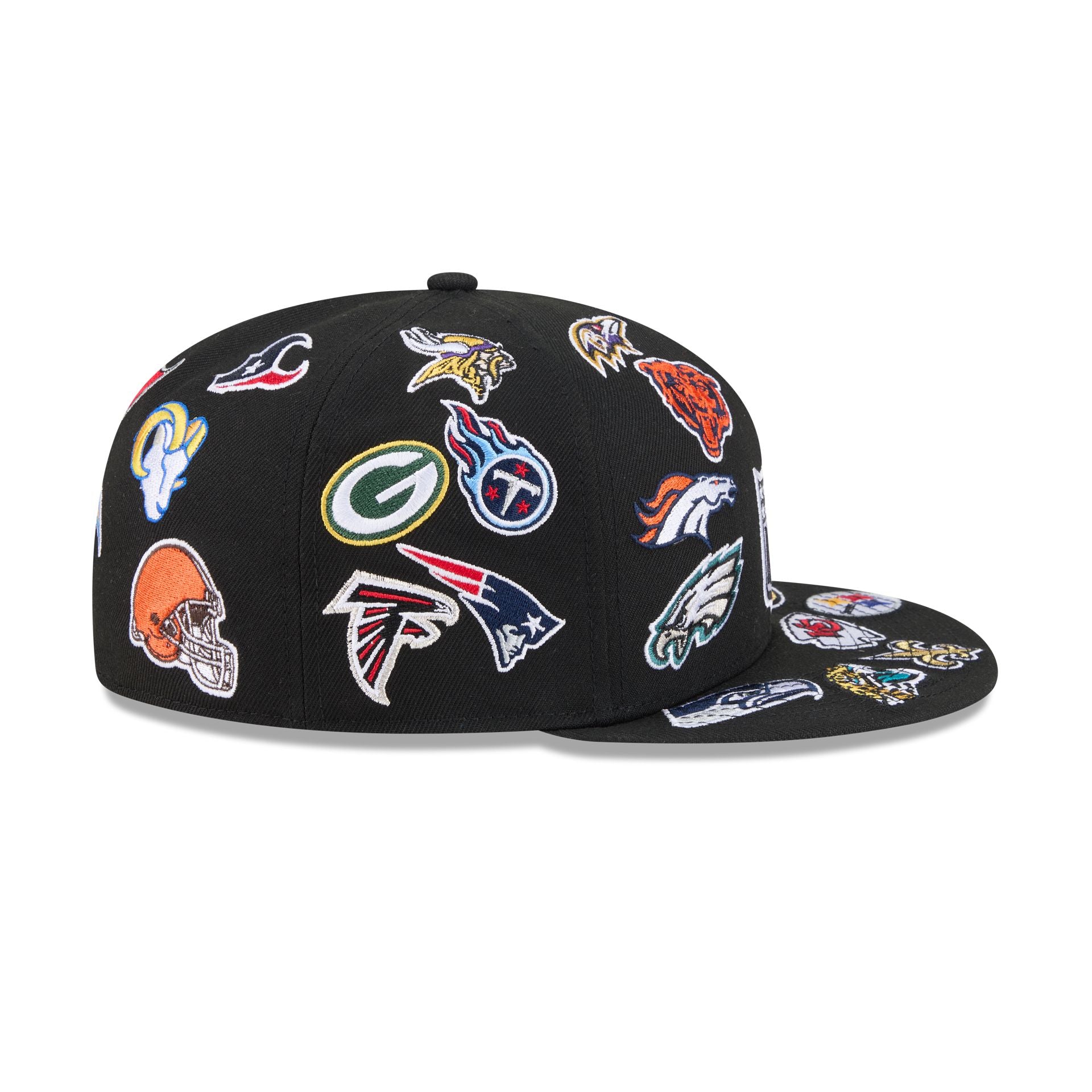 NFL All Over Logo Black 59FIFTY Fitted Hat