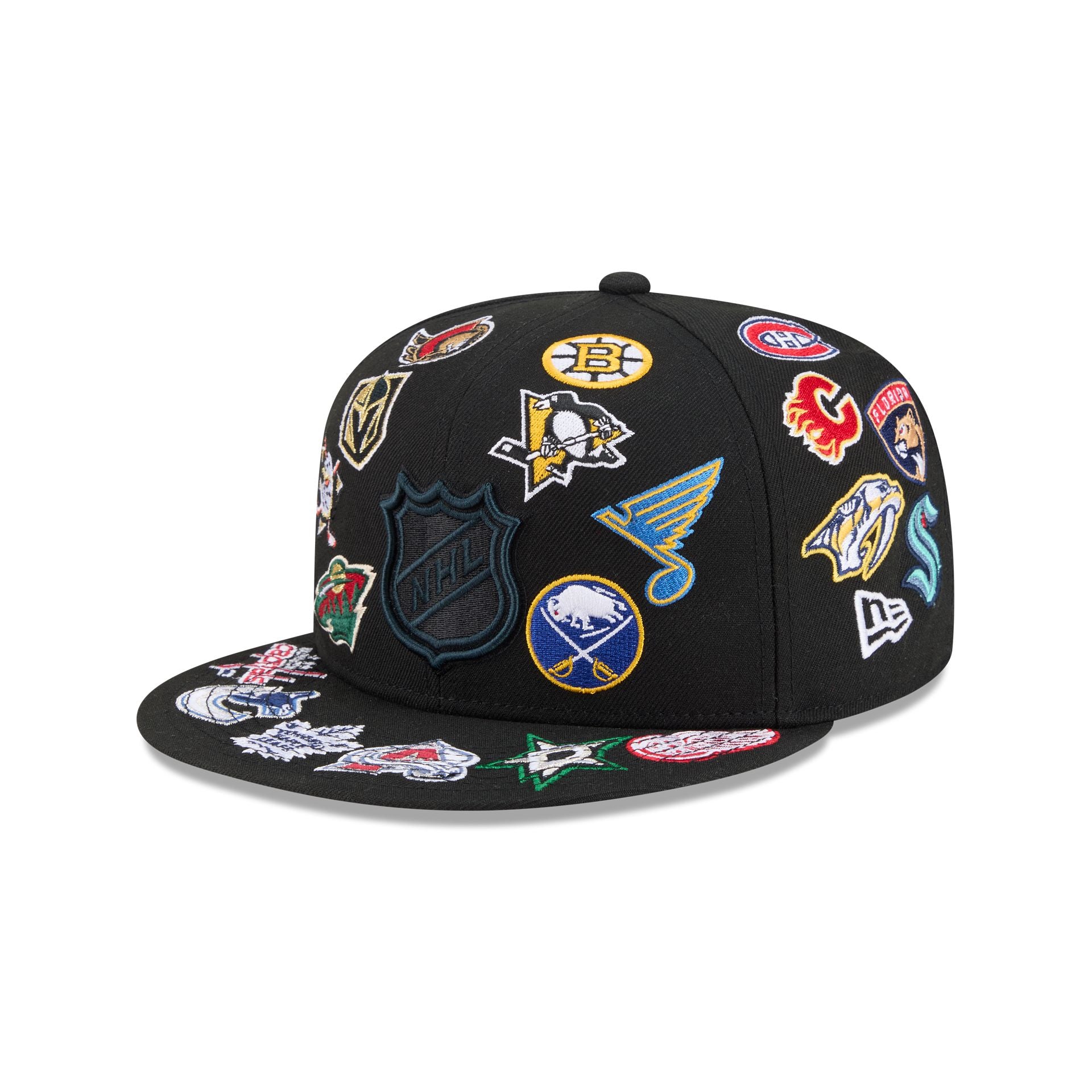 NHL All Over Logo Black 59FIFTY Fitted Hat – New Era Cap