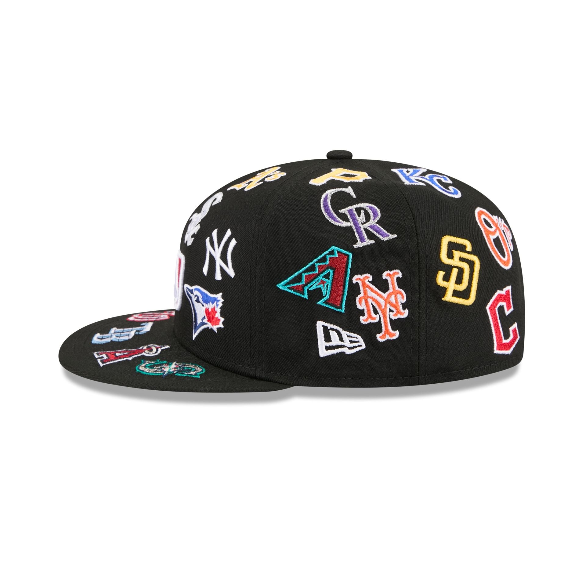 MLB All Over Logo Black 59FIFTY Fitted Hat – New Era Cap