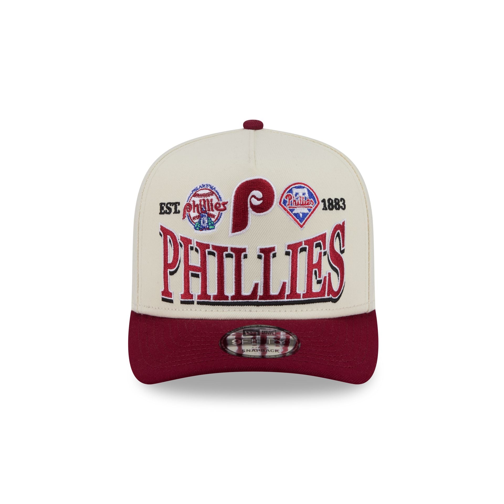 Philadelphia Phillies Three Hit Chrome White 9FIFTY A-Frame Snapback Hat