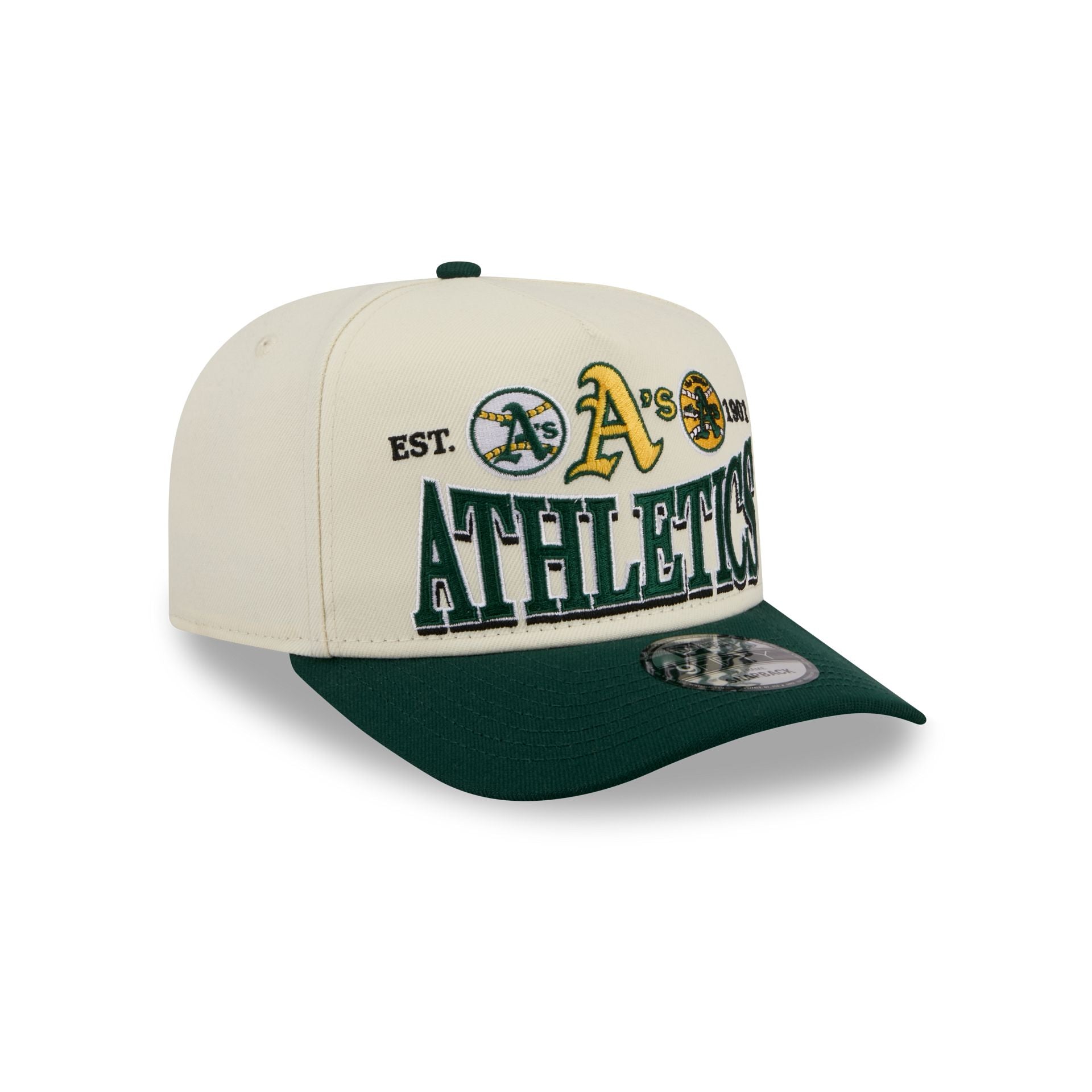 Athletics Three Hit Chrome White 9FIFTY A-Frame Snapback Hat