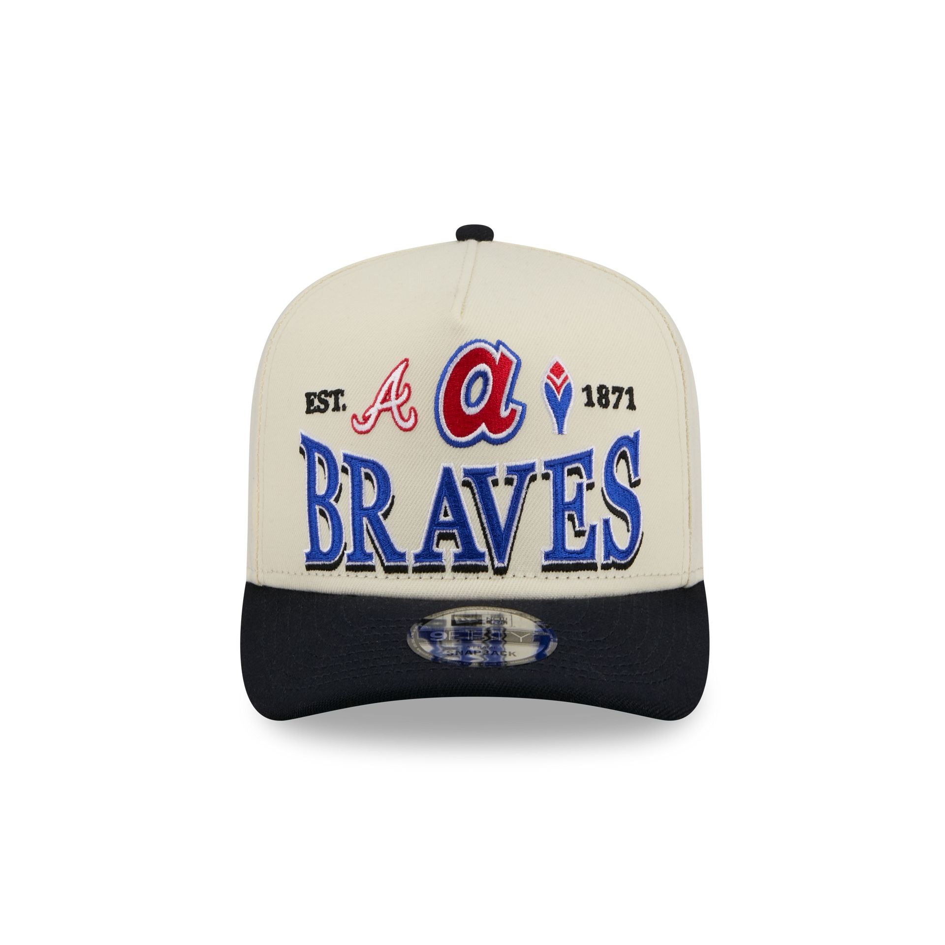 Atlanta Braves Three Hit Chrome White 9FIFTY A-Frame Snapback Hat