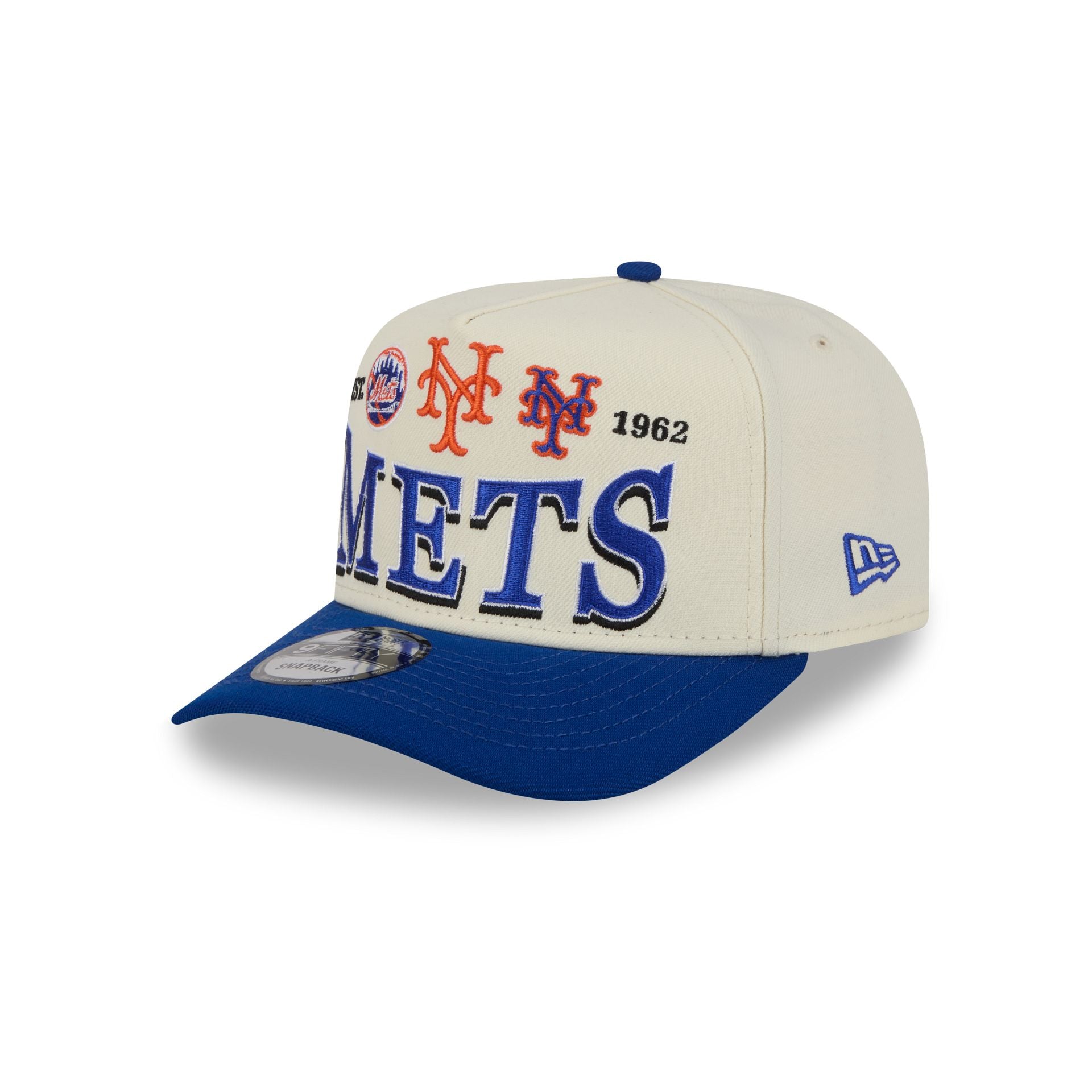 New York Mets Three Hit Chrome White 9FIFTY A-Frame Snapback Hat