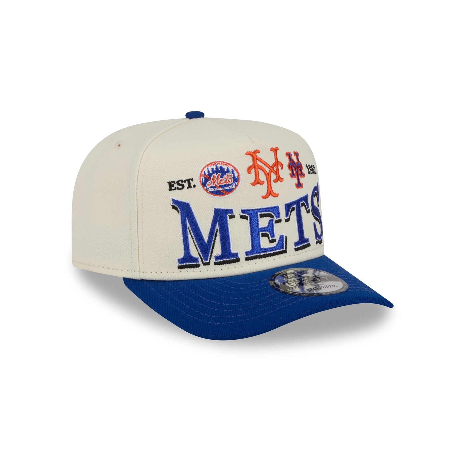 New York Mets Three Hit Chrome White 9FIFTY A-Frame Snapback Hat