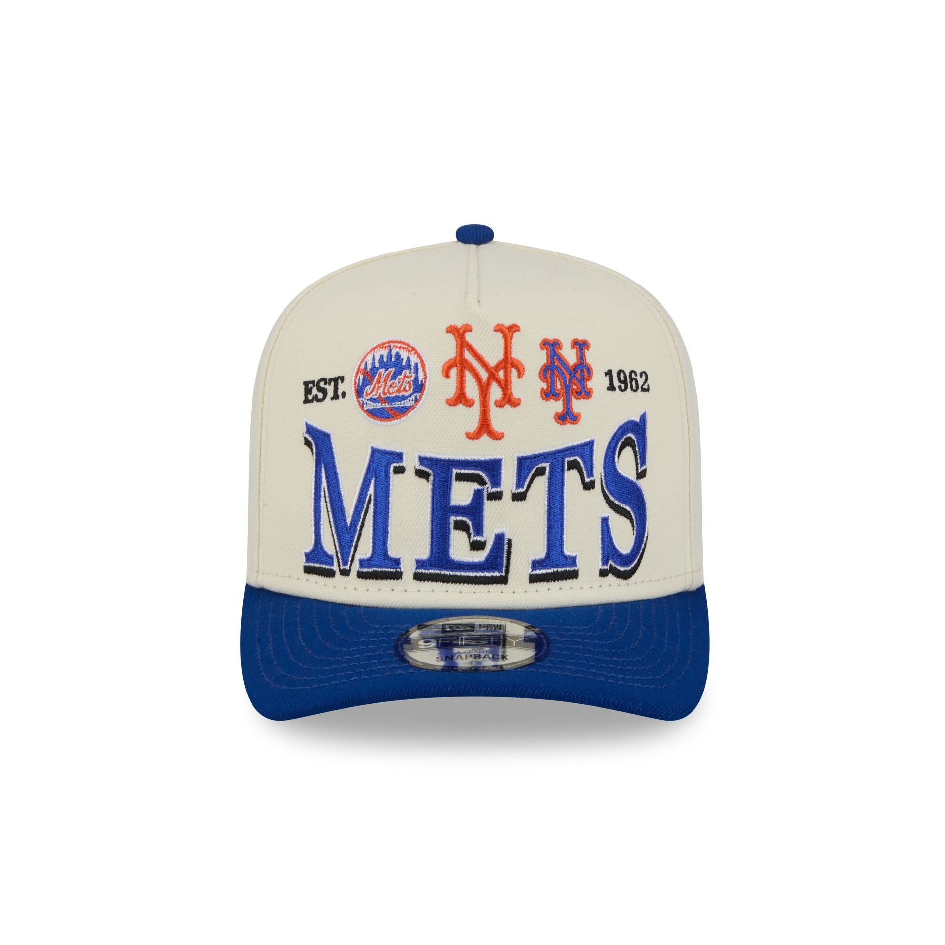 New York Mets Three Hit Chrome White 9FIFTY A-Frame Snapback Hat