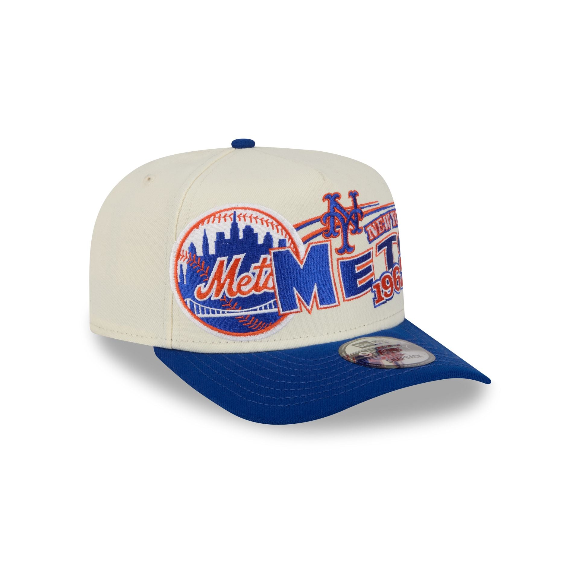 New York Mets Chrome White Classic 9FIFTY A-Frame Snapback Hat