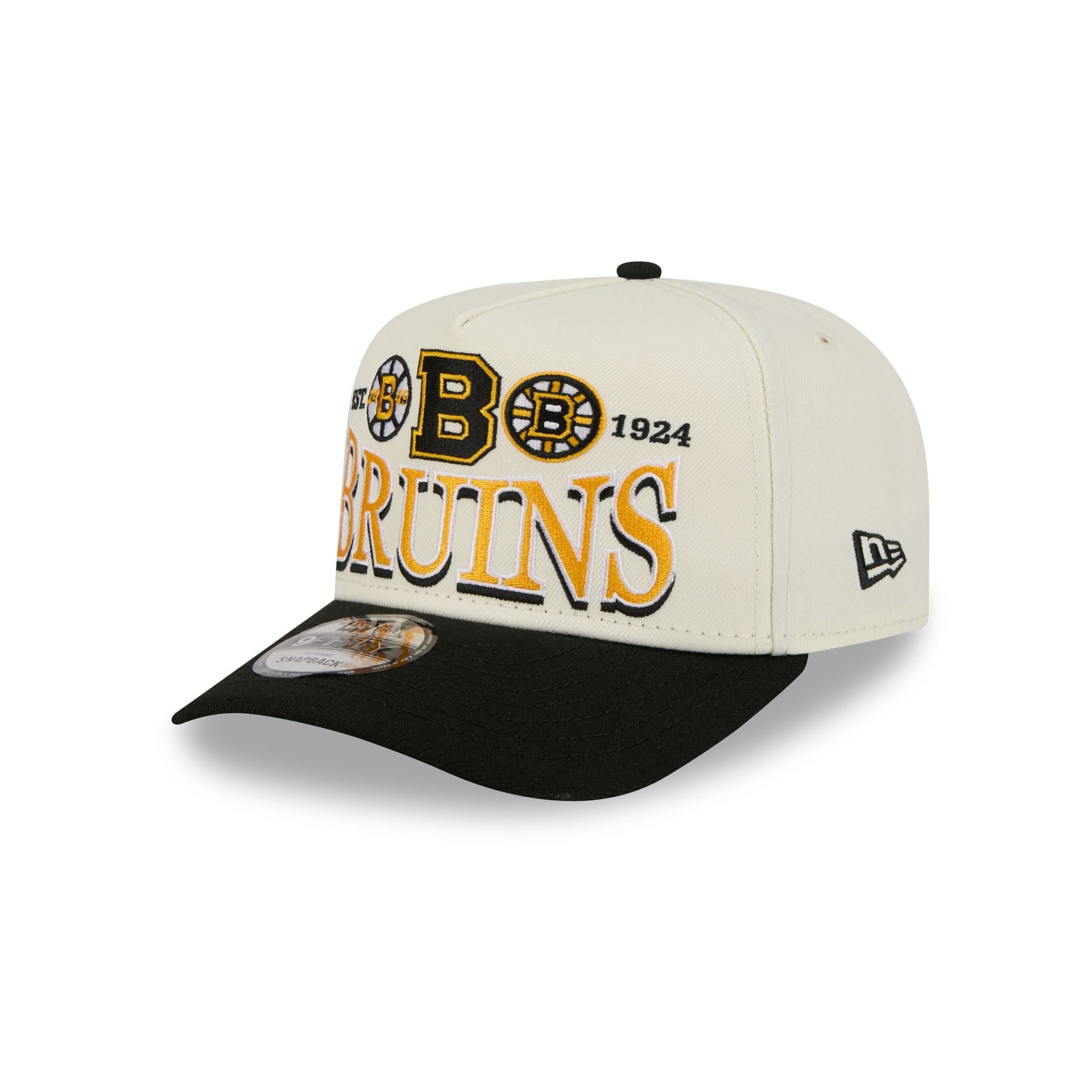 Boston Bruins Three Hit Chrome White 9FIFTY A-Frame Snapback Hat